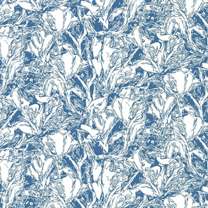 Med Classic Blue + White Abstract Floral | Small