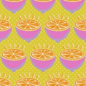 Pop-art Orange-Pink Citrus Halves (citrine yellow) 4”
