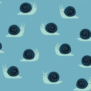 snails - cute spring snails - blue - LAD19