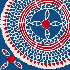 African Sunflower - Classic Blue, Scarlet Red - Design 9547949