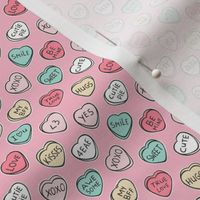 Conversation Candy Hearts Valentine Love on Pink Tiny Small 0,5 inch