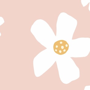 Daisy wallpaper with pink and mustard daisies