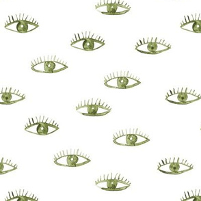 Khaki eyes ★ watercolor green eyes for modern home decor, bedding, contemporary design