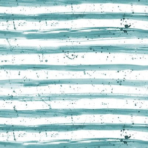Turquoise watercolor stripes and splatters ★ painted horizontal brush stroke stripes for modern home decor, nursery