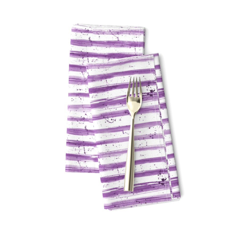 Amethyst stripes with splashes ★ watercolor brush strokes horizontal grungy stripes for modern nursery in purple shades