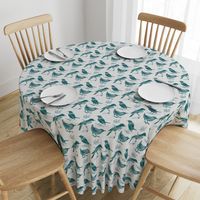 Toile de Jouy Birds Teal on Gray