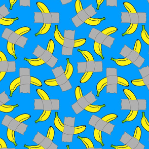 taped banana art blue