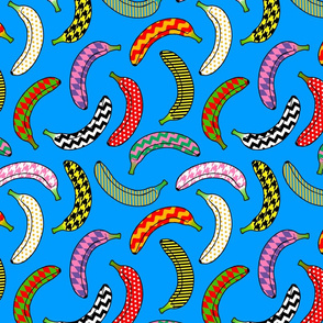 funky bananas on blue