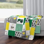 Farm//Love you till the cows come home//I will always love ewe//Green&Yelllow - wholecloth cheater quilt