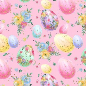 Pink floral Easter eggs