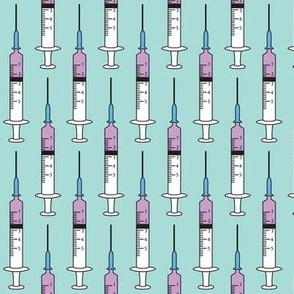 injection needle on blue