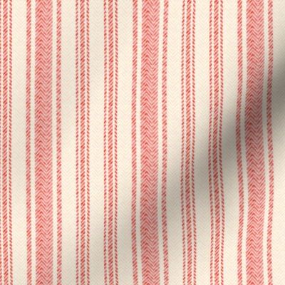 Ticking Two Stripe in Coral and Cream