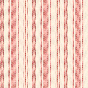 Ticking Two Stripe in Coral and Cream