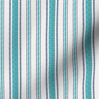 Ticking Two Stripe in Teal Navy and Gray