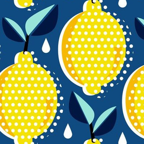 Lemon Fresh - Classic Blue Large Scale Pop Art Summer Fruit
