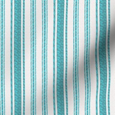 Ticking Two Stripe in Teal and Gray