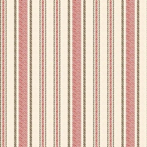 Ticking Two Stripe in Red Brown and Cream