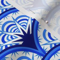  blue scallop with geometric accents // art deco fan