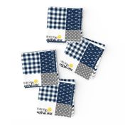 3 inch You are my Sunshine//Navy//Plaid - Wholecloth Cheater Quilt