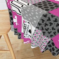 Hockey Grandma//Canada//Hot Pink - Wholecloth Cheater Quilt - Rotated