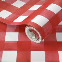 Red gingham watercolour check pattern