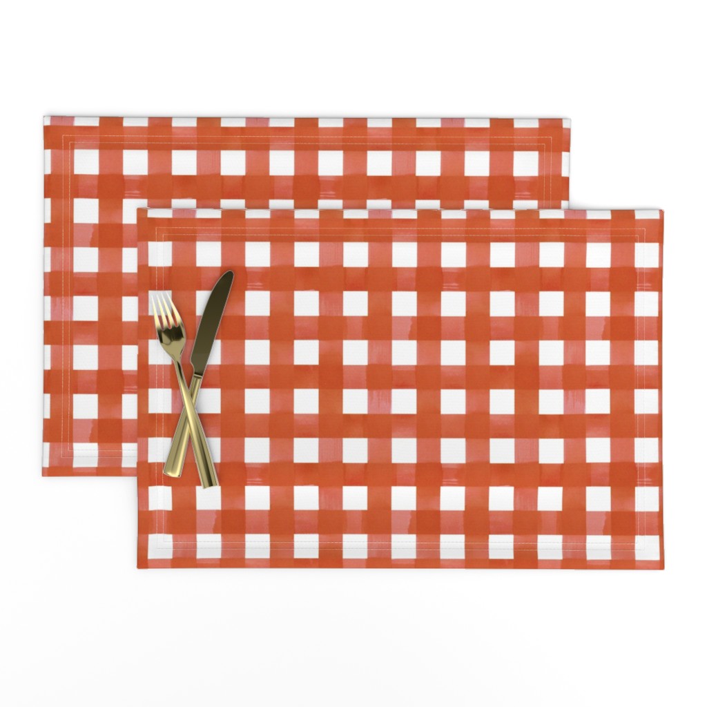 Orange gingham watercolour check pattern