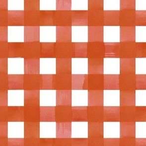 Orange gingham watercolour check pattern