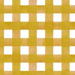 Mustard yellow  gingham watercolour check pattern