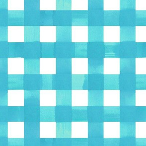Aqua blue gingham watercolour check pattern