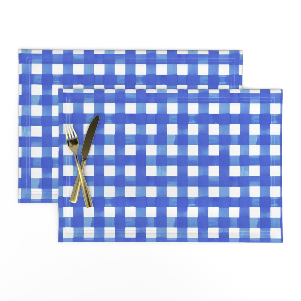 Classic blue  gingham watercolour check pattern