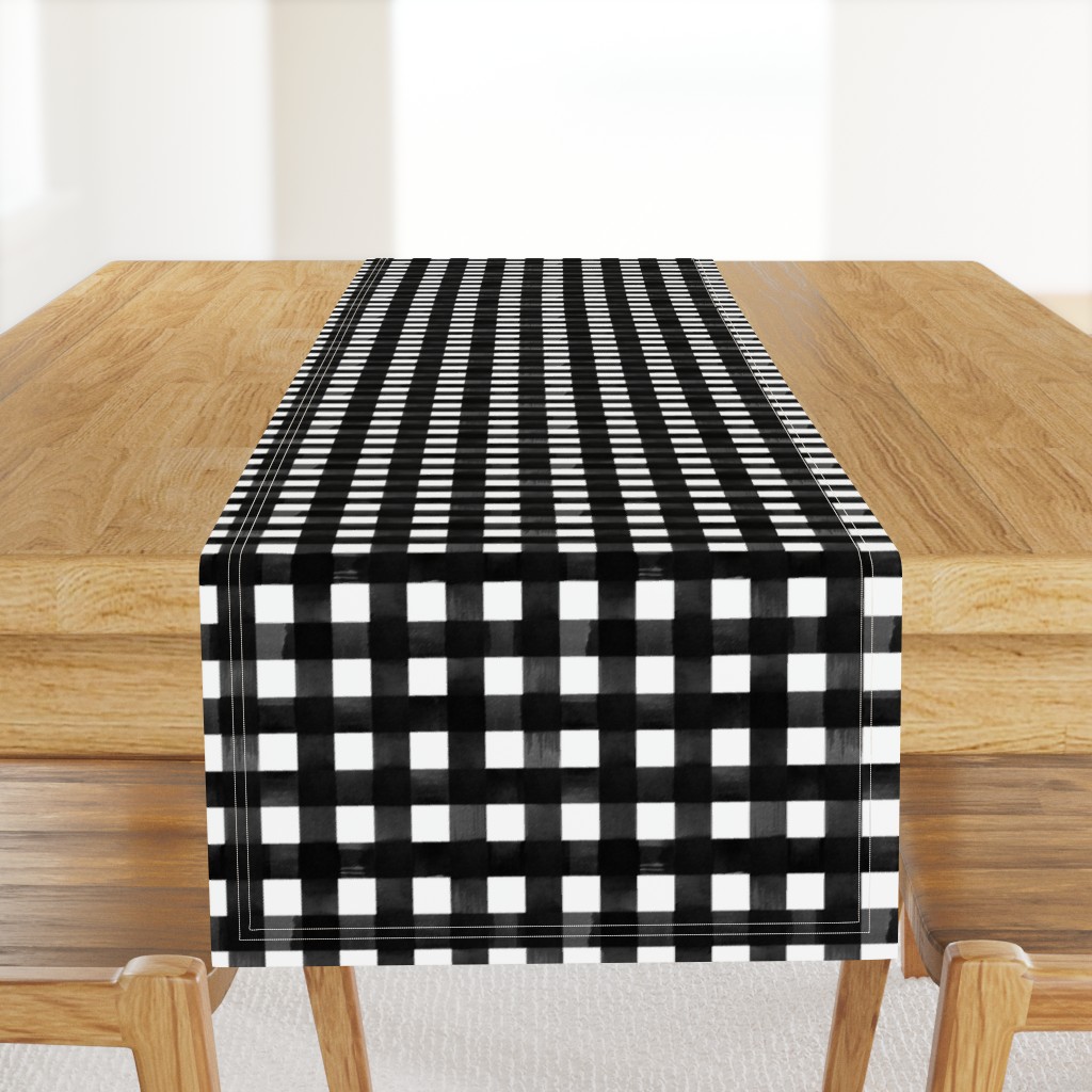 Black and white gingham watercolour check pattern