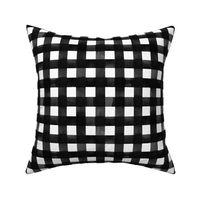 Black and white gingham watercolour check pattern