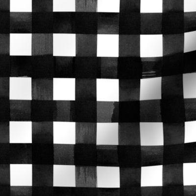 Black and white gingham watercolour check pattern