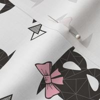 Girly Geometric Bat Mask with Pink Bow on White Rotated
