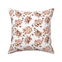 Watercolors palm leaves tropical beach minimal jungle island garden copper rust brown