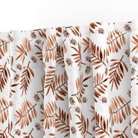 Watercolors palm leaves tropical beach minimal jungle island garden copper rust brown