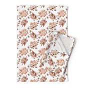 Watercolors palm leaves tropical beach minimal jungle island garden copper rust brown