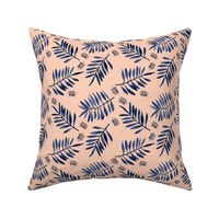 Watercolors palm leaves tropical beach minimal jungle island garden apricot navy blue