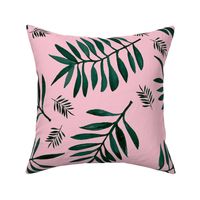 Watercolors palm leaves tropical beach minimal jungle island garden soft pink emerald green JUMBO