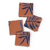 Watercolors palm leaves tropical beach minimal jungle island garden rust copper navy blue JUMBO