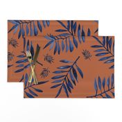 Watercolors palm leaves tropical beach minimal jungle island garden rust copper navy blue JUMBO