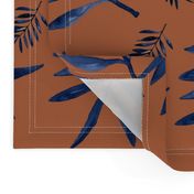 Watercolors palm leaves tropical beach minimal jungle island garden rust copper navy blue JUMBO