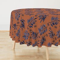 Watercolors palm leaves tropical beach minimal jungle island garden rust copper navy blue JUMBO