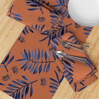 Watercolors palm leaves tropical beach minimal jungle island garden rust copper navy blue JUMBO