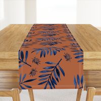 Watercolors palm leaves tropical beach minimal jungle island garden rust copper navy blue JUMBO