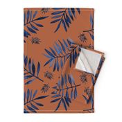 Watercolors palm leaves tropical beach minimal jungle island garden rust copper navy blue JUMBO