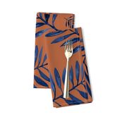 Watercolors palm leaves tropical beach minimal jungle island garden rust copper navy blue JUMBO