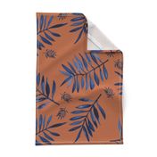 Watercolors palm leaves tropical beach minimal jungle island garden rust copper navy blue JUMBO