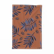 Watercolors palm leaves tropical beach minimal jungle island garden rust copper navy blue JUMBO