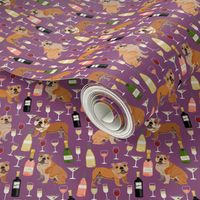 english bulldog wine fabric - dog fabric, wine fabric, english bulldogs, bulldog - purple